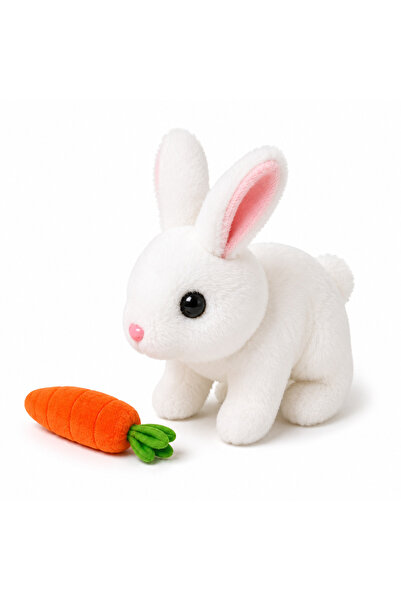 SAFİR Havuçlu Tavşan Peluş Oyuncak Pembe & Beyaz Seçenekli Yumuşak Mini Tavşan