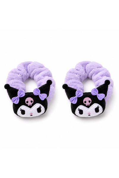 Nat's Accessories 2’li Kız Çocuk Peluş Toka Lila Figürlü Sevimli Saç Lastiği