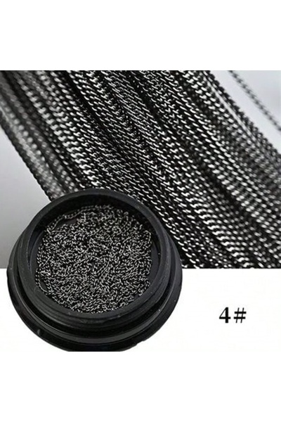 Choice 1M-1mm-Black 1M 1mm Metal Flat Chain Gold Silver Studs Nail Art Decora...