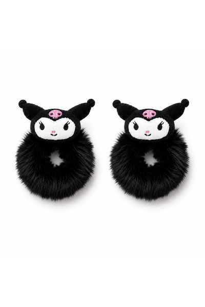 Nat's Accessories 2’li Kız Çocuk Peluş Toka Lila Figürlü Sevimli Saç Lastiği