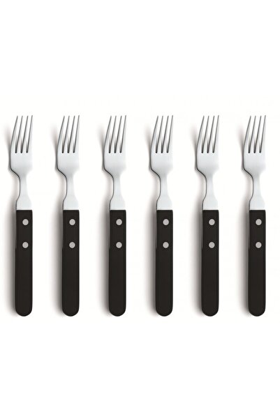 Amefa Set de 6 furculițe Friptura, negre, din oțel inoxidabil