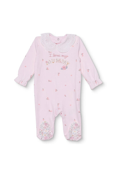 ebebek Hello Baby HelloBaby Kız Bebek Tulum Çiçek Baskılı Çıtçıtlı Dantel Yak...