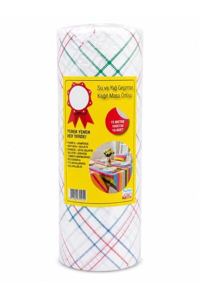 Genel Markalar 15 Metre Kağıt Masa Örtüsü 100x150 cm 10 Adet – Su ve Yağ Geçi...