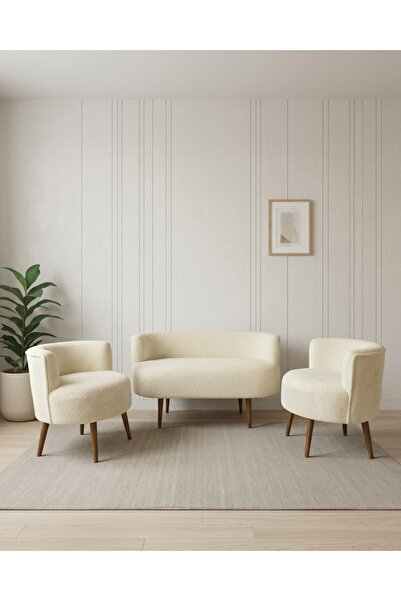 Azra Mobilya Sydney 2+1+1 Welsoft Tüylü Yumuşak Kumaş Balkon Çay Seti Koltuk ...