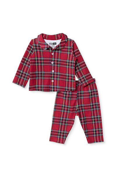 ebebek Hello Baby HelloBaby Erkek Bebek Pijama Takımı Ekose Baskılı Düğmeli B...