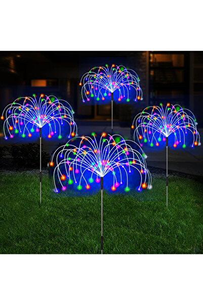 Choice 4Pcs RGB Solar Firework LED Stake Lights Outdoor Garden Decor Pathway ...