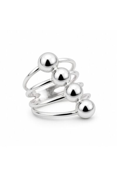 Flippy Δαχτυλίδι, Jolie Silver, Ασήμι 925 με διαγώνιες μπίλιες M 54