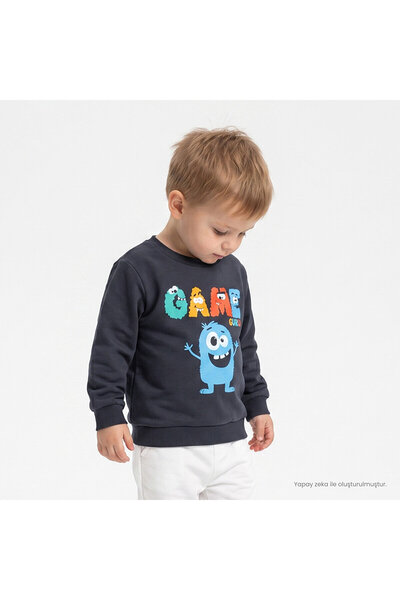 ebebek Hello Baby HelloBaby Erkek Bebek Sweatshirt Hayvan Baskılı Bisiklet Ya...