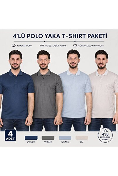 KZC TEKSTİL Ανδρικό μπλουζάκι με βαμβακερό γιακά και τσέπες, ύφασμα Oxford, κ...