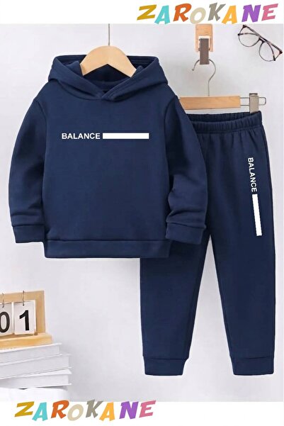 ZAROKANE Balance Line Printed Winter Children's Hooded Top and Bottom Cotton ...