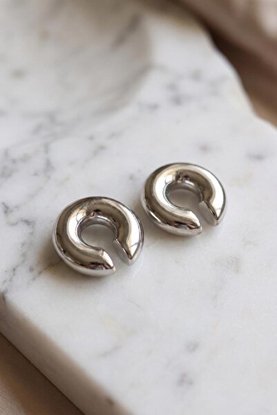 Mega Bazaar 316L Steel Silver Color Double Earcuff Earrings
