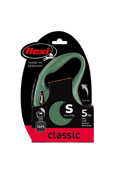 Flexi New Classic Yeşil Şerit Otomatik Köpek Tasması Small 5 Mt