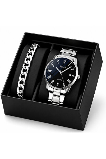 Geneva Set Cadou Bărbați Premium 🎁 Ceas Elegant + Brățară Inox, Cutie Cadou