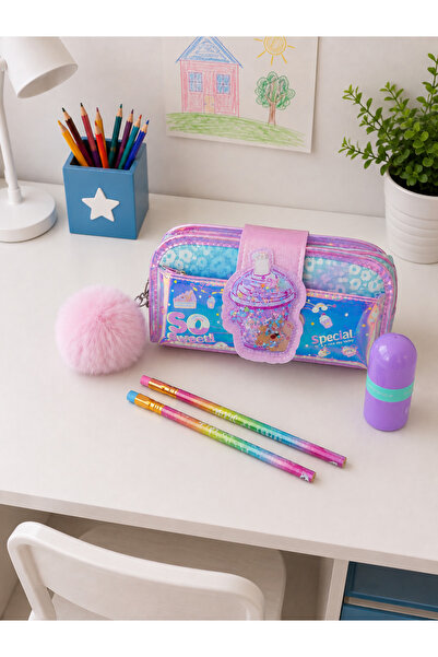 BY YILDIZ ÇANTA SARACİYE 🎀 Kız Çocuk Kalem Kutulu Kırtasiye Seti – Pembe Sev...