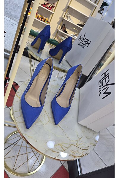 HEYM Saten Fuşya&Saks Mavi Stiletto