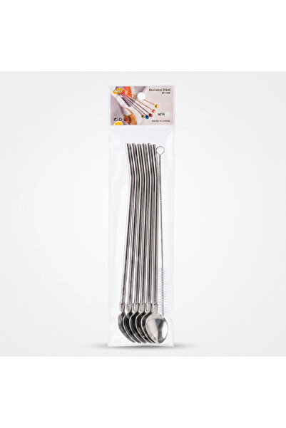 Livenda 6-Piece Straw and Spoon Set - Metal - Straw Cleaning Brush