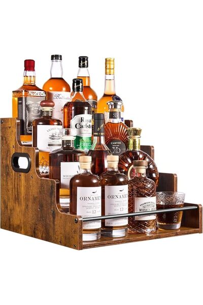 GENERAL 4-Tier Beverage Bottle Display Rack, Coffee Drink Shelf Organizer, Wa...