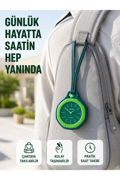 Lisinya Bag Charm Strap Analog Portable Watch Daily Accessory Green