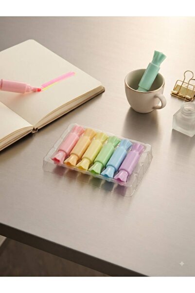tüftürük Candy Figured Double-Ended Mini Highlighter Pen Set of 6