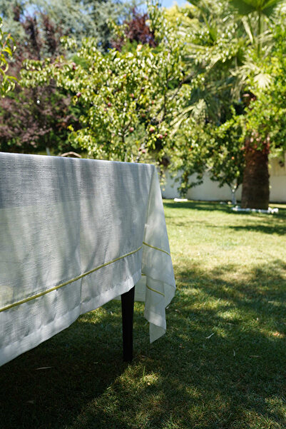 Lucien Home Linen Effect Wrap Tablecloth with Embroidery Detail