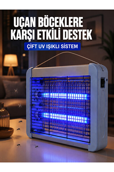 Lisinya Çift UV Işıklı Elektrikli Sinek Öldürücü 12W Asılabilir Uçan Böcek La...