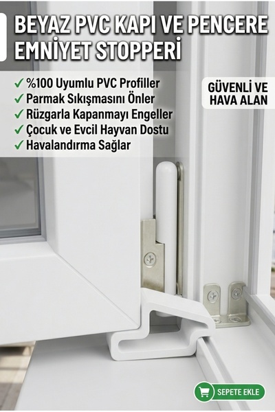 NUBLADO Beli PVC zaustavnik za vrata i prozore - Zaštita od zatvaranja pod ve...