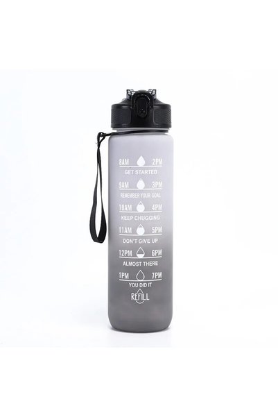 Choice 900ml Gray White 32 Oz Leakproof Water Bottles with Times to Drink and...