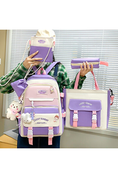 Generic Brand 5-Piece School Bag Set with Backpack, Shoulder Bag, and Pencil ...