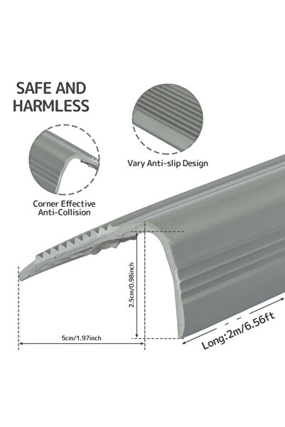 Choice1 2m 1PC Whole gray 1 Roll Stair Edge Protector Soft PVC Non-slip Stair...