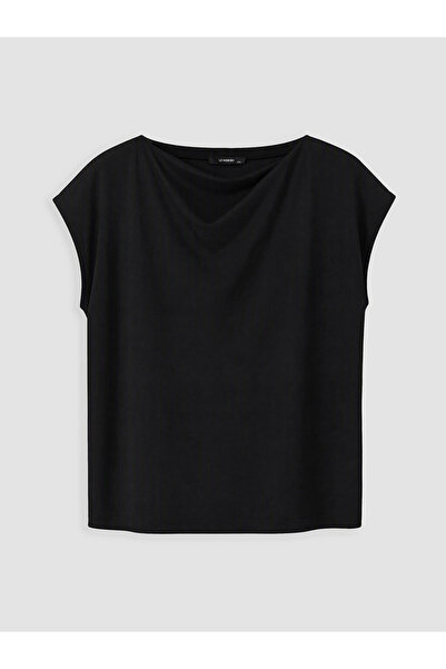 LC Waikiki Black Plus Size Flowy Collar Soft Touch Blouse