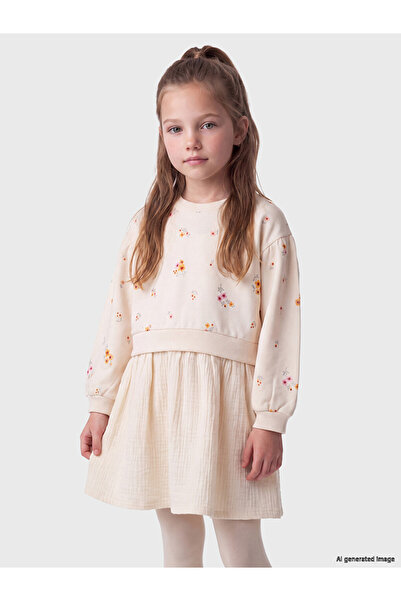 LC Waikiki Crew Neck Floral Girl's Dress
