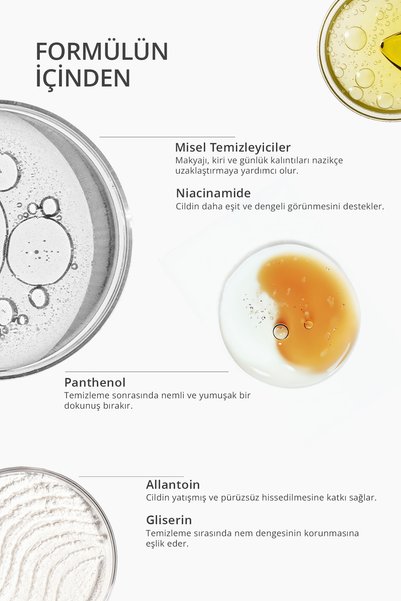 Lien Beaute Lamellar Micellar Makyaj Günlük Kalıntı Kir Arındırıcı Yatıştırıcı Tazeleyici Nemlendirici Aydınlatıcı Ton Eşitleyici Temizleme Suyu Niacinamide Allantoin Gliserin Panthenol