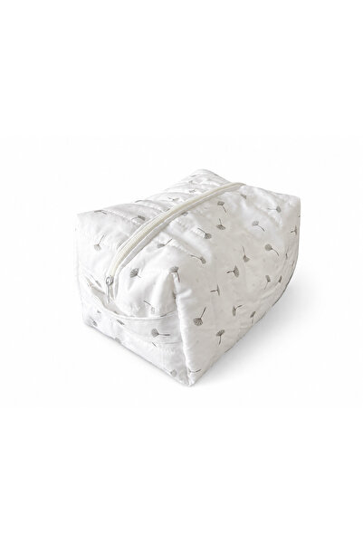 Yaprak Desenli Kapitone Fermuarlı XL Makyaj veya Ped Çantası 26 x 17 x 14 cm