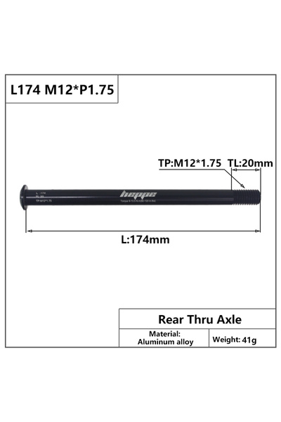 Choice4 L174 M12x1.75 TL20 HEPPE دراجة المحور عبر أسياخ عمود الشوكة الأمامية ...