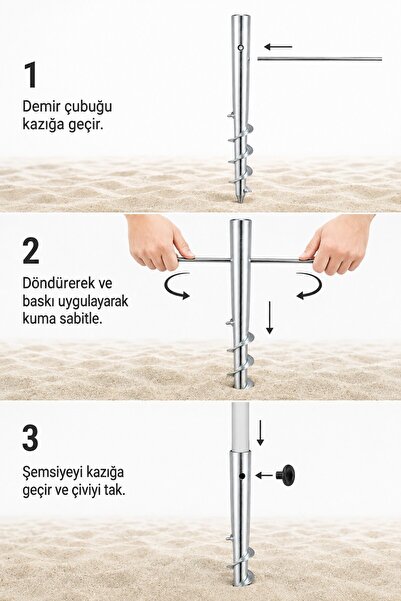 Düvenci Metal Görünümlü Şemsiye Kazığı 46 cm / 25 m çap