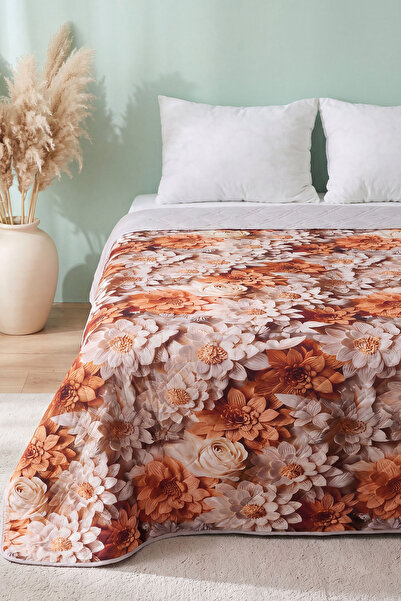 Rivaİstanbul Cream Caramel 5D Multi-Purpose Single Printed Pique & Bedspread ...