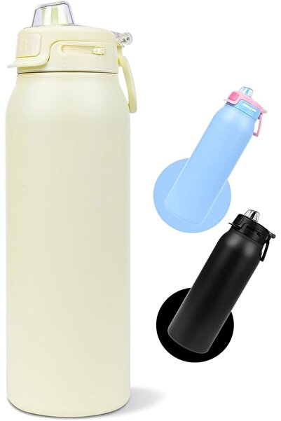 GENERAL 1L Water Bottle Stainless Steel Vacuum Flask with Straw Double Wall I...