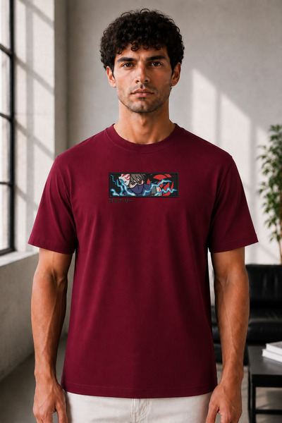 FAUNION Unisex Oversize Naruto Shippuden Kakashi Hatake Embroidered Anime T-S...