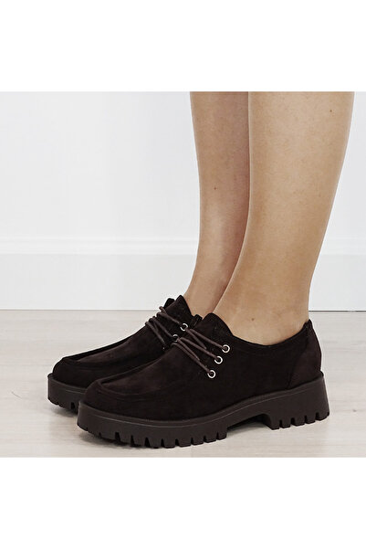 Ideal Shoes Γυναικεία σκούρα καφέ δετά μοκασίνια 2871 04
