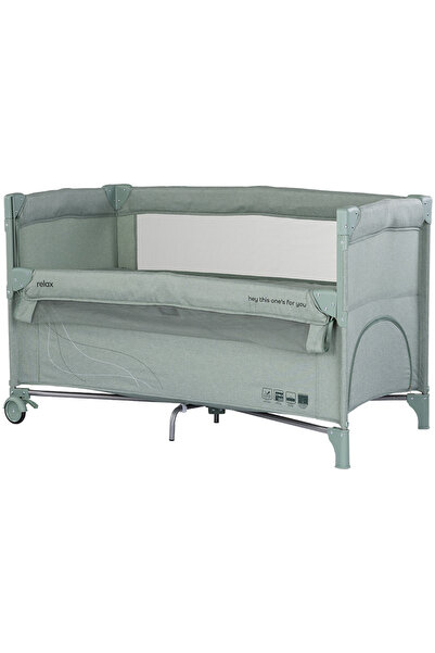 Chipolino Patut pliabil Relax matcha linen cu laterala culisanta