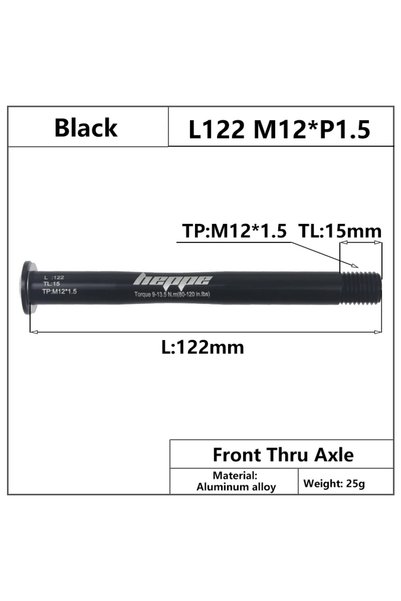 Choice8 L122 M12x1.5 TL15 HEPPE Bike Thru Axle Front Fork Shaft Skewers 12x10...