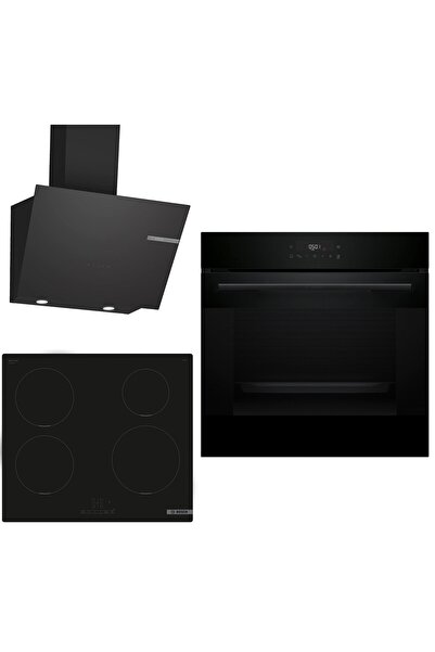 Bosch indüksiyon Ocaklı Siyah 3 lü Ankastre Set 639 ( HJG852YB0T - PUE611BB5E...