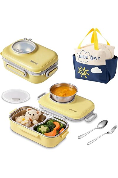 Adando Bento Lunch Box for Kids Leak-Proof 304 Stainless Steel Lunch Containe...