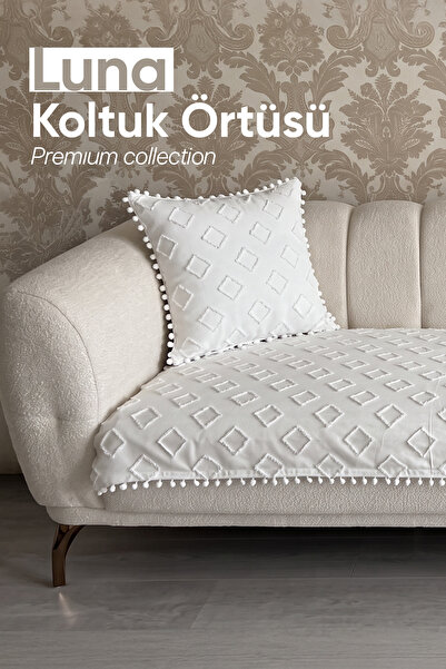 Çağ tekstil home Çağ Tekstil Luna Premium Pamuklu Koltuk Örtüsü (90*200)