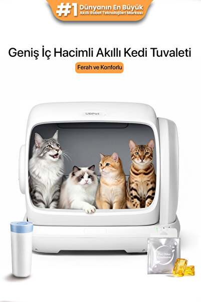 UBPet C41 Akıllı Otomatik Kedi Tuvaleti | Mobil Uygulama, 106L Geniş Hacim, A...