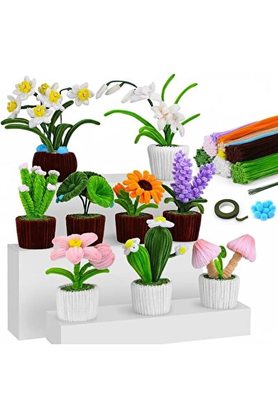 Paporich DIY Floral Craft Kit for Adults, Make 9 Small Potted Plants with Pip...