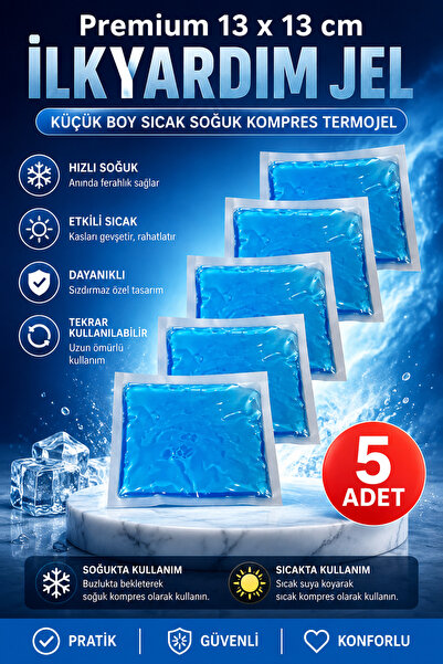 Eco Lounge 5'li Avantaj Küçük Boy Soğuk Sıcak Kompres Buz Jel Termojel El Aya...
