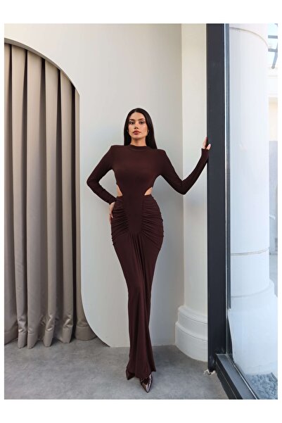 ESRAHELVACI Waist-Shaped Padded Long-Sleeved Dress