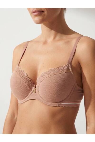 inspira lingerie 100% Cotton Underwire Push up Padded Lace Detailed Bra 75 80 85 90