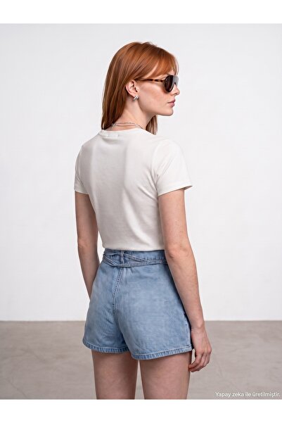 Dilvin 32852 Basic T-Shirt-Ekru
